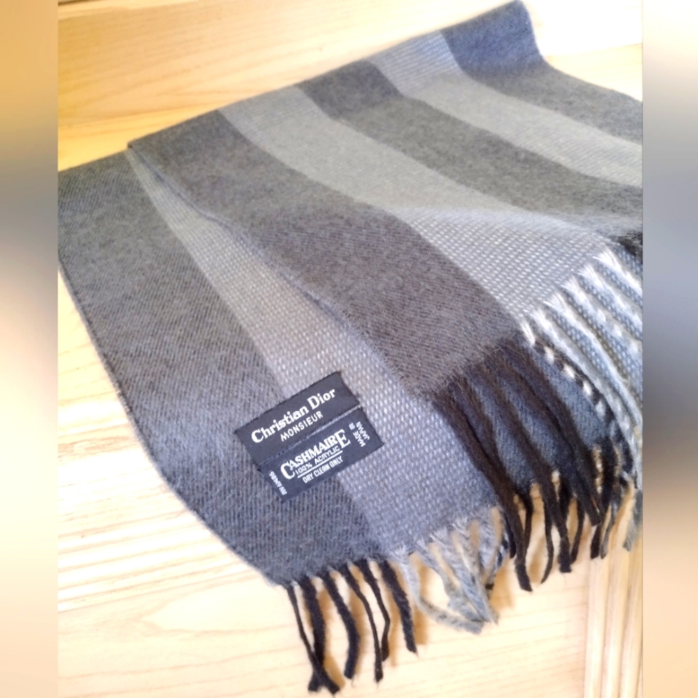 LIKE NEW AUTHENTIC Christian Dior Monsieur Soft Cashmaire Striped Scarf